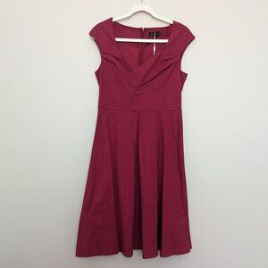 NWT Vianla retro swing dress maroon sleeveless XL vintage reproduction 1950s